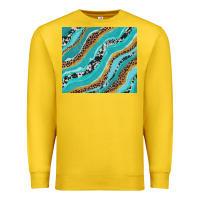 Lemon turquoise brushstrokes with leopard and cowhide Premium Sweatshirt - RanaPortraitStore