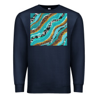 Navy turquoise brushstrokes with leopard and cowhide Premium Sweatshirt - RanaPortraitStore