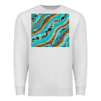 Oatmeal Heather turquoise brushstrokes with leopard and cowhide Premium Sweatshirt - RanaPortraitStore