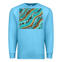Ocean Blue turquoise brushstrokes with leopard and cowhide Premium Sweatshirt - RanaPortraitStore
