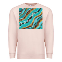 Pale Pink turquoise brushstrokes with leopard and cowhide Premium Sweatshirt - RanaPortraitStore