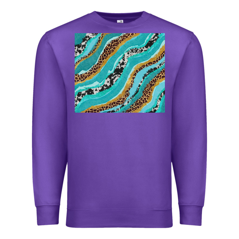 Turquoise Brushstrokes With Leopard And Cowhide Premium Sweatshirt by RanaPortraitStore | Teevron