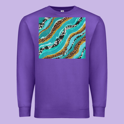 Turquoise Brushstrokes With Leopard And Cowhide Premium Sweatshirt Designed By Ranaportraitstore