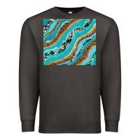 Smoke turquoise brushstrokes with leopard and cowhide Premium Sweatshirt - RanaPortraitStore