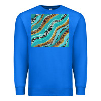 True Royal turquoise brushstrokes with leopard and cowhide Premium Sweatshirt - RanaPortraitStore