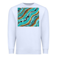White turquoise brushstrokes with leopard and cowhide Premium Sweatshirt - RanaPortraitStore