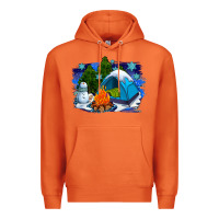 Carrot winter camping with camp fire Premium Hoodie - AdoDesignShop
