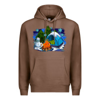 Chestnut winter camping with camp fire Premium Hoodie - AdoDesignShop