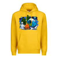 Lemon winter camping with camp fire Premium Hoodie - AdoDesignShop