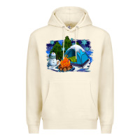 Sandshell winter camping with camp fire Premium Hoodie - AdoDesignShop