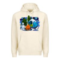 Tofu winter camping with camp fire Premium Hoodie - AdoDesignShop
