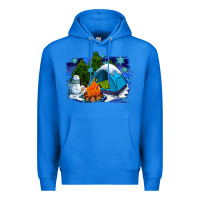 True Royal winter camping with camp fire Premium Hoodie - AdoDesignShop