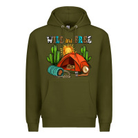 Army Green wild and free camp Premium Hoodie - AdoDesignShop