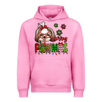 Fuchsia Pink merry pawmas christmas shih tzu Urban Hoodie - Jasminsmagicworld