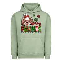 Pigment Oil Green merry pawmas christmas shih tzu Urban Hoodie - Jasminsmagicworld