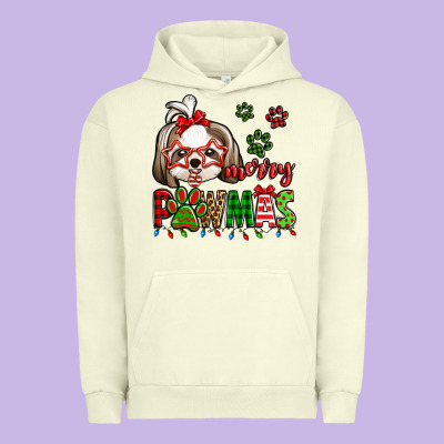 Merry Pawmas Christmas Shih Tzu Urban Hoodie Designed By Jasminsmagicworld