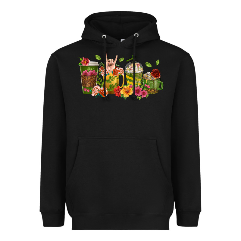 Floral Hustler Coffee Cups Heavyweight Hoodie by texasbilliewilder | Teevron