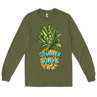 Army Green summer vibes pineapple Long Sleeve Tee - BarkalooDesign