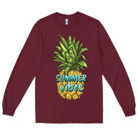 Burgundy summer vibes pineapple Long Sleeve Tee - BarkalooDesign