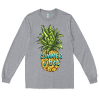 Heather Grey summer vibes pineapple Long Sleeve Tee - BarkalooDesign