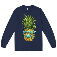 Navy summer vibes pineapple Long Sleeve Tee - BarkalooDesign