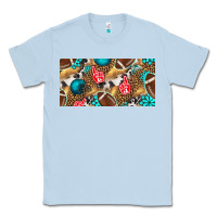 Dusty Blue american  football with turquoise license plate Classic Tee - BundleAndBundleShop