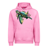 Fuchsia Pink sea turtle with lotus Urban Hoodie - Artiststas