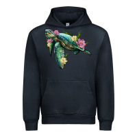 Navy sea turtle with lotus Urban Hoodie - Artiststas