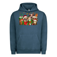 Pigment Midnight Navy christmas cows coffee Urban Hoodie - Jasminsmagicworld