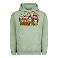 Pigment Oil Green christmas cows coffee Urban Hoodie - Jasminsmagicworld