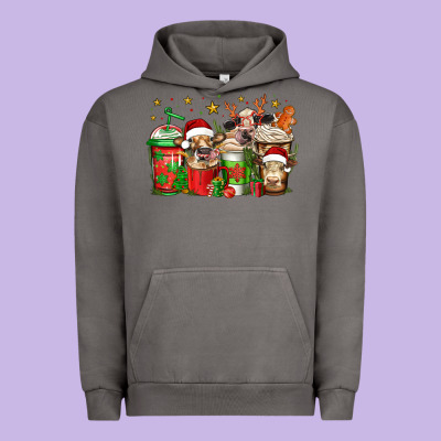 Christmas Cows Coffee Urban Hoodie Designed By Jasminsmagicworld