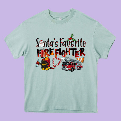 Santa's Favorite Firefighter Heavy Core Tee Designed By Lillyallendesigns
