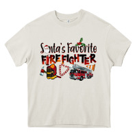 Cream Santa's Favorite Firefighter Heavy Core Tee - LillyAllenDesigns