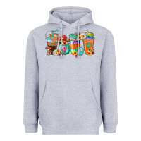 Heather Grey hippie coffee cups Heavyweight Hoodie - texasbilliewilder