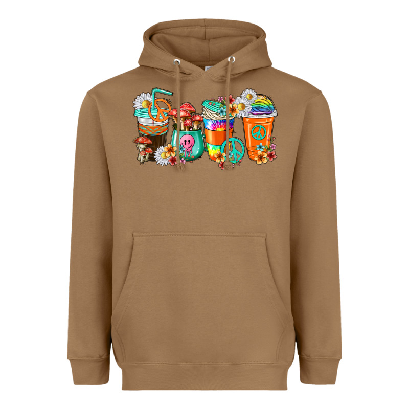 Hippie Coffee Cups Heavyweight Hoodie by texasbilliewilder | Teevron