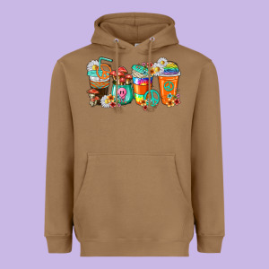 Hippie Coffee Cups Heavyweight Hoodie Designed By Texasbilliewilder