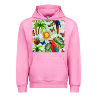 Fuchsia Pink parrot in the sun seamless pattern Urban Hoodie - BundleAndBundleShop