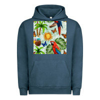 Pigment Midnight Navy parrot in the sun seamless pattern Urban Hoodie - BundleAndBundleShop