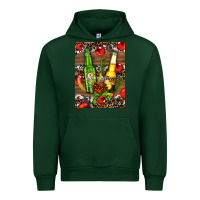 Forest Green beer bottles with wheat and barley Urban Hoodie - AdoDesignShop