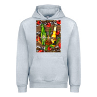 Heather Grey beer bottles with wheat and barley Urban Hoodie - AdoDesignShop