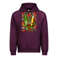 Mauve Wine beer bottles with wheat and barley Urban Hoodie - AdoDesignShop