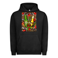 Pigment Black beer bottles with wheat and barley Urban Hoodie - AdoDesignShop