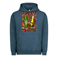 Pigment Midnight Navy beer bottles with wheat and barley Urban Hoodie - AdoDesignShop
