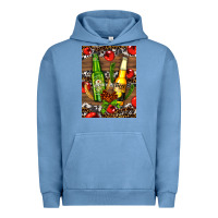 Pigment Pebble Blue beer bottles with wheat and barley Urban Hoodie - AdoDesignShop
