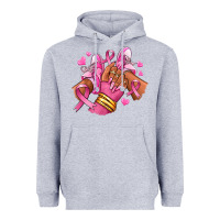 Heather Grey Breast Cancer afro girl sneakers Heavyweight Hoodie - RanaPortraitStore