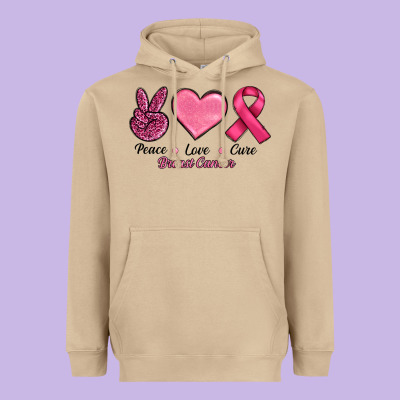 Heavyweight Hoodie Peace Love Cure Cancer