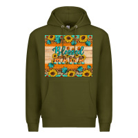 Army Green Blessed mama Premium Hoodie - Artiststas