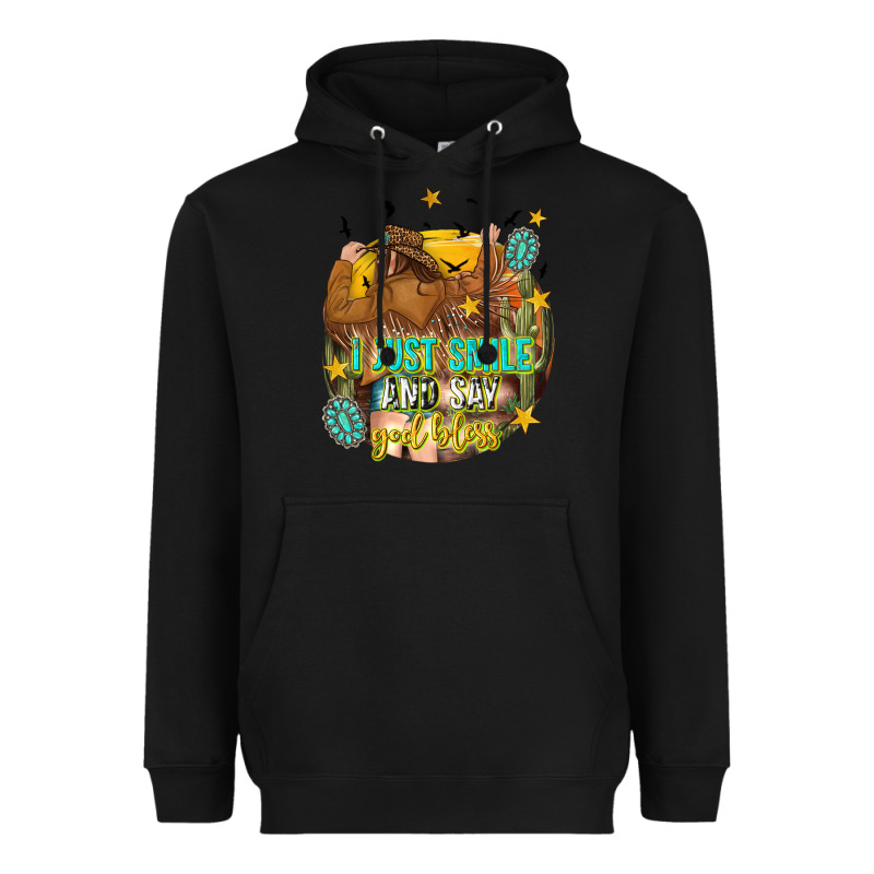 I Just Smile And Say God Bless Heavyweight Hoodie by texasbilliewilder | Teevron