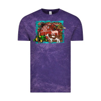 Cloud Purple farm life tractor cow pig rooster Vintage Tee - Artiststas