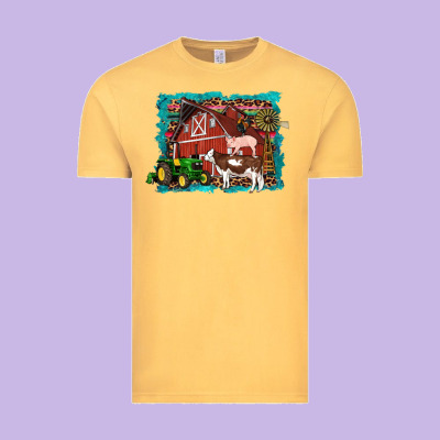 Farm Life Tractor Cow Pig Rooster Vintage Tee Designed By Artiststas